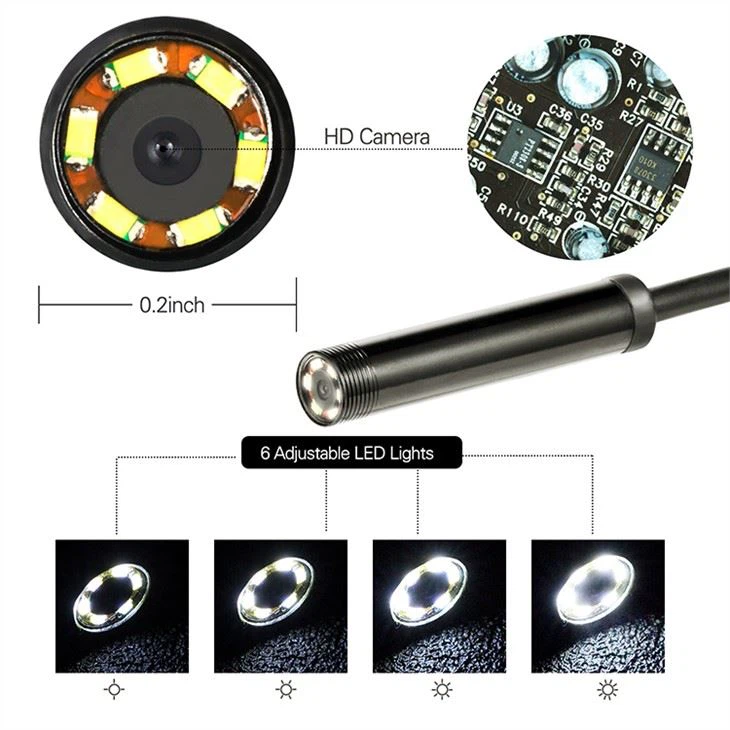 smartphone endoscope 6 adjustable LED lights